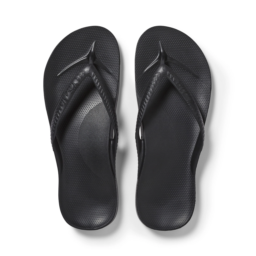 Hitam Sandal Jepit dengan Dukungan Lengkung – Archies Footwear